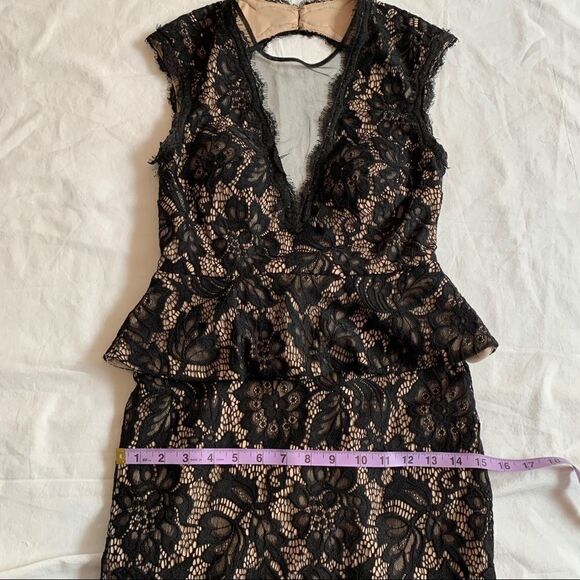 Betsy & Adam Black Lace Open Back Peplum Dress Size 2 - Picture 11 of 16